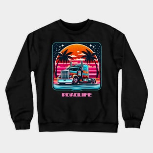 Retro vintage trucker roadlife Crewneck Sweatshirt